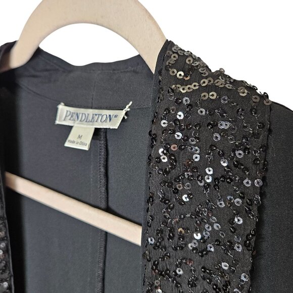 Pendleton Black Sequin Tank & Cardigan Set M Silk Blend Elegant Special Occasion - Picture 7 of 12